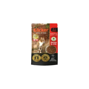 Klicker Yetişkin Kediler için Tavuk Ciğerli Chunks In Jelly Pouch Tam Yaş Mama
